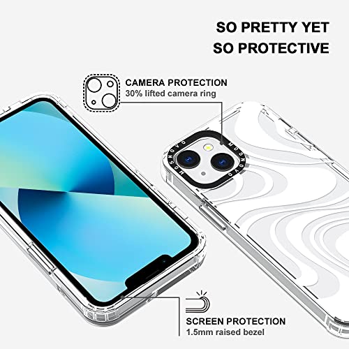 MOSNOVO Compatible with iPhone 13 Case, White Swirl [ Buffertech Impact ] Shockproof Protective Transparent TPU Bumper Clear Phone Case Cover Designed for iPhone 13 6.1"