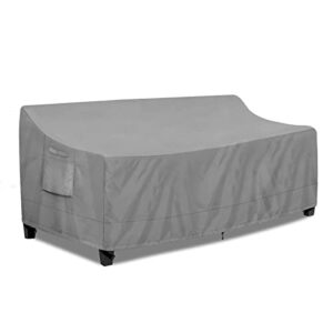 PureFit Outdoor Couch Cover Waterproof Patio Sofa Furniture Covers, 3-Seater Outdoor Cover with Air Vent and Handles, 78W x 35D x 35H Inches, Gray