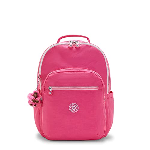 Kipling Women's Seoul 15" Laptop Backpack, Durable, Roomy with Padded Shoulder Straps, Fresh Pink C, One Size