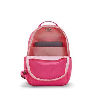 Kipling Women's Seoul 15" Laptop Backpack, Durable, Roomy with Padded Shoulder Straps, Fresh Pink C, One Size