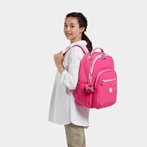 Kipling Women's Seoul 15" Laptop Backpack, Durable, Roomy with Padded Shoulder Straps, Fresh Pink C, One Size