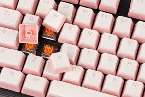 pudding keycap set for mechanical keyboards, set of 104 keys, oem profile, english (us) layout (pink and white)