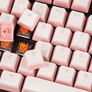 Pudding Keycap Set for Mechanical Keyboards, Set of 104 Keys, OEM Profile, English (US) Layout (Pink and White)