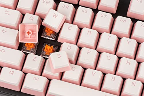 Pudding Keycap Set for Mechanical Keyboards, Set of 104 Keys, OEM Profile, English (US) Layout (Pink and White)