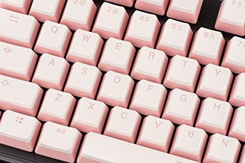 Pudding Keycap Set for Mechanical Keyboards, Set of 104 Keys, OEM Profile, English (US) Layout (Pink and White)