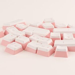 Pudding Keycap Set for Mechanical Keyboards, Set of 104 Keys, OEM Profile, English (US) Layout (Pink and White)