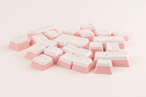 Pudding Keycap Set for Mechanical Keyboards, Set of 104 Keys, OEM Profile, English (US) Layout (Pink and White)