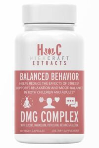 highcraft extracts dmg supplement - balanced behavior - calm, reduces irritability, restlessness, soothes mood changes - magnesium, potassium, betaine, dimethylglycine, calcium gluconate, glycine