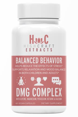 HighCraft Extracts DMG Supplement - Balanced Behavior - Calm, Reduces Irritability, restlessness, soothes Mood Changes - Magnesium, Potassium, Betaine, Dimethylglycine, Calcium Gluconate, Glycine