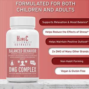 HighCraft Extracts DMG Supplement - Balanced Behavior - Calm, Reduces Irritability, restlessness, soothes Mood Changes - Magnesium, Potassium, Betaine, Dimethylglycine, Calcium Gluconate, Glycine