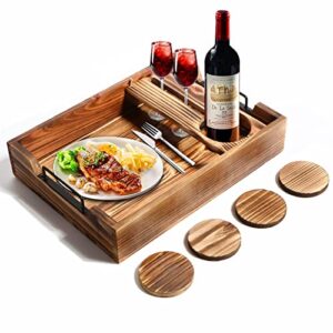 wood ottoman serving tray with handles & cup holder wooden wine serving tray with removable glass holder antique breakfast serving trays in bed coffee table