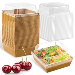 cmkura 50 pack brown square disposable paper charcuterie boxes food containers bakery boxes for cake, cookies, sandwich(small size)