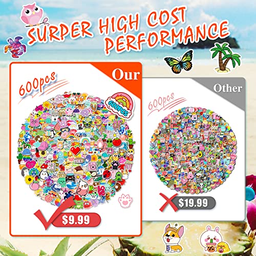 600 PCS Cute Stickers for Kids,Waterproof Water Bottle Stickers for Kids Boys Girls,Kawaii Stickers for Laptop Hydroflask Skateboard Computer Phone