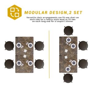 AWQM 3 Piece Dining Table Set Bar Table and Chairs Set for 2 Faux Marble Kitchen Counter Height Dining Table Set with 2 Padded Stools 3-Piece Modern Pub Table Set, Marble Brown, 23.6"