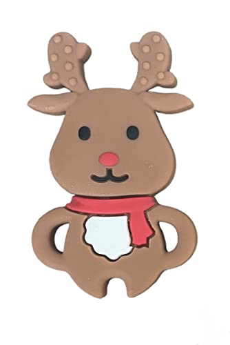 Christmas, Holiday Soft Silicone Teethers for Baby, BPA Free and Food Grade - Christmas Tree, Star, Santa, Rudolph, Reindeer, Teether Toy (Reindeer w/Scarf)