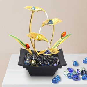 indoor water fountain - 4 tier lotus leaf tabletop fountain, relaxation min waterfall for room decoration