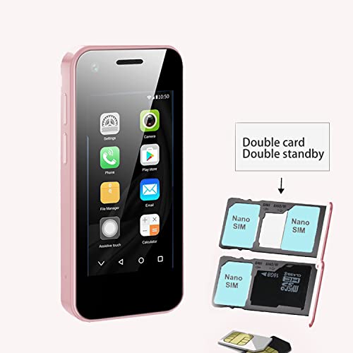 Hipipooo Super Small Mini Smartphone 3G Network 2.5 Inch Mini Phone 1GB+8GB Quad Core Dual SIM Android The World's Smallest Unlocked Kids 3D Glass Pocket Cellphone (Pink)