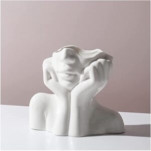 female form ceramic body face art vase ideal for home office bookshelf table shelf décor modern farmhouse 5.52x2.76x4.73inch, small