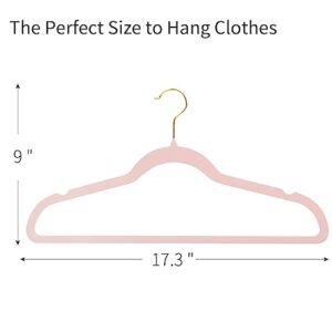 ManGotree Velvet Suit Hangers with 360 Swivel Gold Hook, Non-Slip Coat Hangers, Ultra-Slim Space Saving Hangers, Sturdy & Durable Clothes Hangers, 36 Pack (Pink)