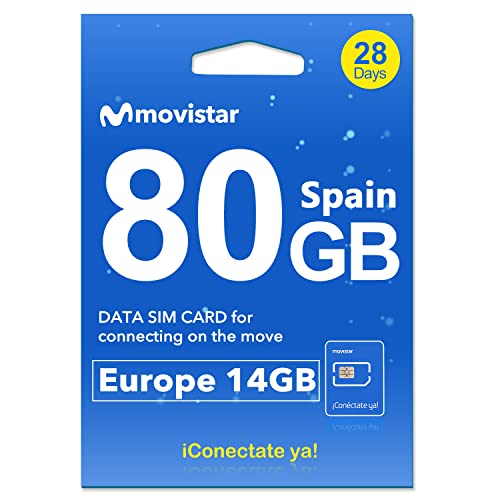 Giffgiss Europe Sim Prepaid Card 80GB in Spain 14GB Europe 400 Minutes 28 Days with Nano sim Card 4G Free Roaming Hot Spots Using in Spain,Itlay,UK and Other 30 European Countries