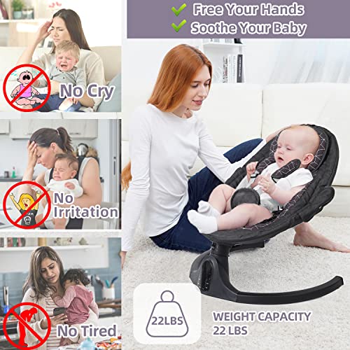 Napei Baby Swings for Infants,Bluetooth Baby Bouncer,Electric Portable Baby Swing for Newborn with 5 Speed & Music Speaker,Touch Screen/Remote Control Baby Rocker with 5 Point Harness for 5-20 lb