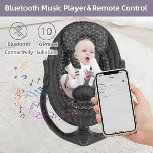 Napei Baby Swings for Infants,Bluetooth Baby Bouncer,Electric Portable Baby Swing for Newborn with 5 Speed & Music Speaker,Touch Screen/Remote Control Baby Rocker with 5 Point Harness for 5-20 lb