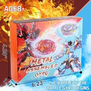 MEDMHSMA Bey Battling Top Battle Stadium Battle Set, 4 Battling Tops, 2 Latest Launchers, and 1 Flame Themed Arena, Great Gift for Kids Boys Age 6 and up,Blue