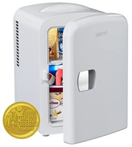 silonn mini fridge, portable skin care fridge, 4 l/6 can cooler and warmer small refrigerator with eco friendly for home, office, car and college dorm room, compact refrigerator white