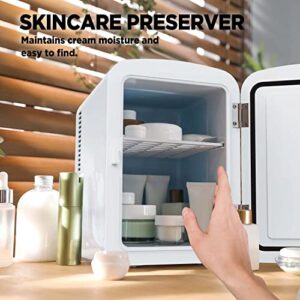 Silonn Mini Fridge, Portable Skin Care Fridge, 4 L/6 Can Cooler and Warmer Small Refrigerator with Eco Friendly for Home, Office, Car and College Dorm Room, Compact Refrigerator White