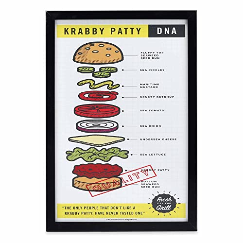 Open Road Brands Nickelodeon Spongebob Squarepants Krabby Patty Framed Wood Wall Decor - Fun Spongebob Wall Art for Home