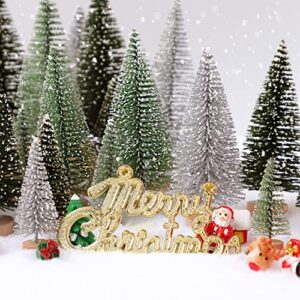 30Pcs Mini Christmas Trees with 10.6 Ounces Fake Snow Decoration, 5 Sizes Artificial Christmas Tree Bottle Brush Trees Artificial Snow Fake Snow for Christmas Decoration Crafts Village Displays