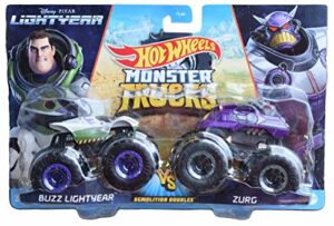 hot wheels monster trucks buzz lightyear vs zurg, demolition double