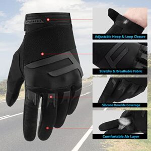 FIORETTO Mountain Bike Gloves for Men Women Motorcycle Cycling Gloves with 5MM SBR Pad Touch Screen Knuckle Protection Motocross Gloves for BMX ATV MTB Racing