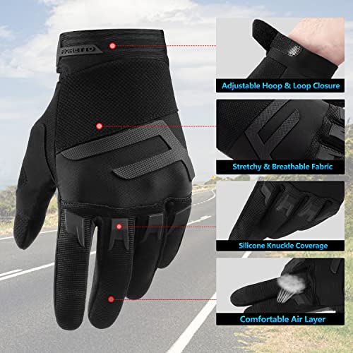 FIORETTO Mountain Bike Gloves for Men Women Motorcycle Cycling Gloves with 5MM SBR Pad Touch Screen Knuckle Protection Motocross Gloves for BMX ATV MTB Racing