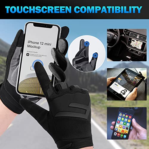 FIORETTO Mountain Bike Gloves for Men Women Motorcycle Cycling Gloves with 5MM SBR Pad Touch Screen Knuckle Protection Motocross Gloves for BMX ATV MTB Racing