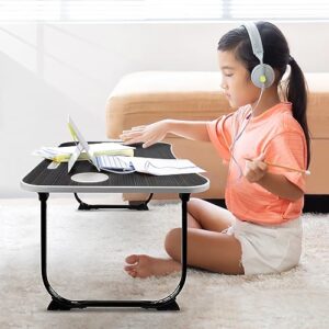 Bed Desk,Lap Table Tray with USB Charge Port,Cup Holder and Storage Drawer,Portable Laptop Stand for Sofa Floor Working Writing Reading (Black)