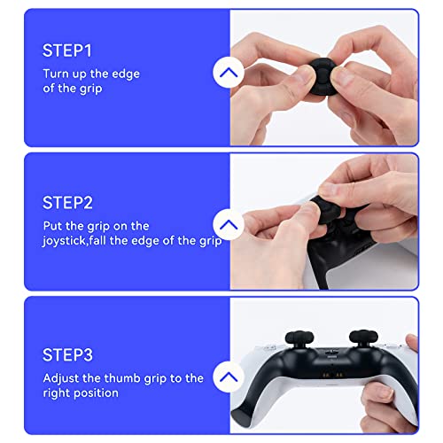 GeekShare Thumb Grip Caps for Playstation 5 Controller, Thumbsticks Cover Set Compatible with Switch Pro Controller and PS4 PS5 Controller, 3 Pairs / 6 Pcs (Black)