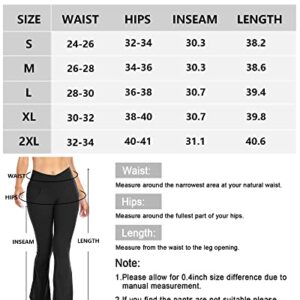 Women's V Crossover Flare Leggings with Pockets,Bootcut High Waisted Yoga Pants Tummy Control Workout Leggings,Black,M