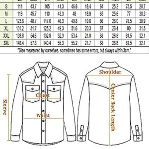 COOFANDY Mens Shirt Western Dress Long Sleeve Casual Cotton Button Down Denim Work, 01-Black, Large, Long Sleeve