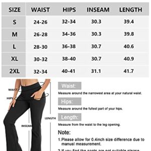 Zonoss Bootcut Yoga Pants with Pockets for Women High Waist,Gym Workout Flare Leggings Tummy Control,Black,M