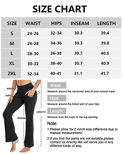 Zonoss Bootcut Yoga Pants with Pockets for Women High Waist,Gym Workout Flare Leggings Tummy Control,Black,M