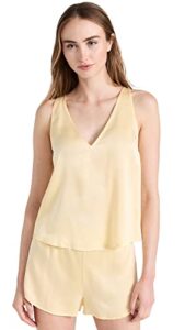 lunya women's washable silk tank pajama set, wayward yellow, m