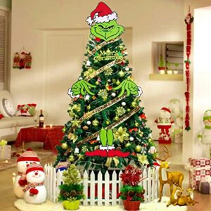 Grinchs Decor for Christmas Tree, Grinchs Christmas Tree Topper, Grinchs Christmas Decorations for Small Tree Hand +Head + Leg