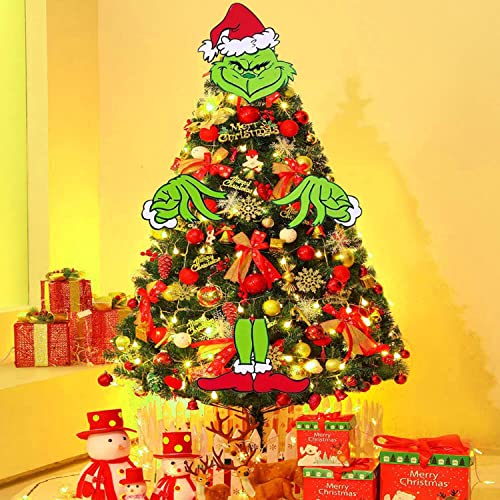 Grinchs Decor for Christmas Tree, Grinchs Christmas Tree Topper, Grinchs Christmas Decorations for Small Tree Hand +Head + Leg