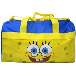 sponge bob 600d polyester duffle bag with printed pvc side panel - easy to carry & lightweight - double handles and adjustable shoulder strap - funtastical duffle bag for girls and boys