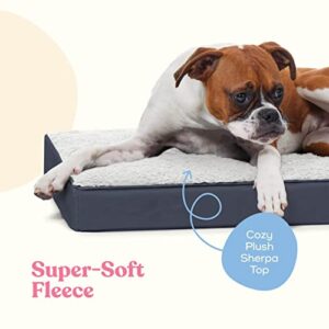 Orthopedic Large Dog Bed - Ultra Comfortable Dog Bed for Large Dogs Small, Medium, Large and Extra-Large Dogs/Cats with Sherpa top - Breathable Pet Bed - Egg Foam Sofa Bed - Removable Washable Cover.