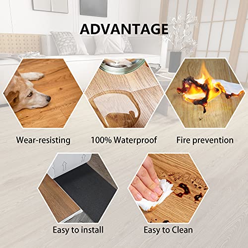 Mysflosy Peel and Stick Floor Tiles, Self-Adhesive Luxury Vinyl Flooring Plank,6x36inch 36pack 54 Sq.Ft, Waterproof DIY Deep Wood Grain Planks Easy to Install for Kitchen, Living Room, Light Brown