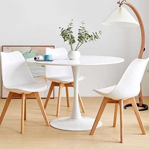 Modern Round Dining Table White 31.5 Inch Sturdy décor Table with Pedestal Base in Tulip Design Mid Century Round Dining Room Table(with A Free Table Cloth)