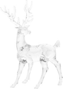 sewroro 2pcs christmas reindeer ornaments acrylic reindeer deer figurine glass collection ornament statue animal collectible standing christmas table centerpiece home decoration