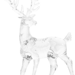 Sewroro 2pcs Christmas Reindeer Ornaments Acrylic Reindeer Deer Figurine Glass Collection Ornament Statue Animal Collectible Standing Christmas Table Centerpiece Home Decoration